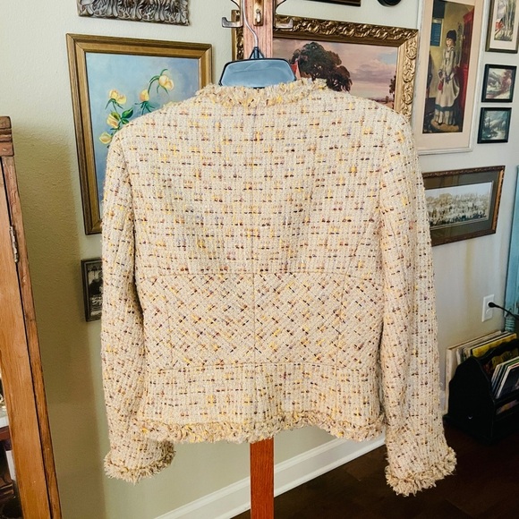 ECCOCI wool cotton mohair blend tweed blazer lined buttons SZ 6 beige yellow - Picture 8 of 9